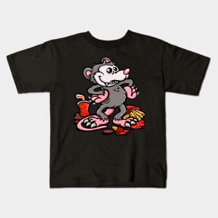 Opossum let's eat french fries Kids T-Shirt